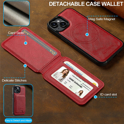 LC.IMEEKE L3 For iPhone 15 Magnetic Case Detachable Card Holder Leather+TPU Mobile Cover