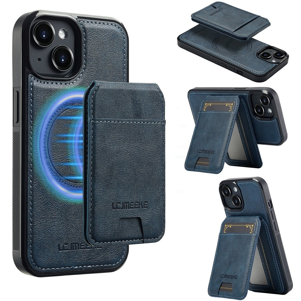 LC.IMEEKE L3 For iPhone 15 Magnetic Case Detachable Card Holder Leather+TPU Mobile Cover