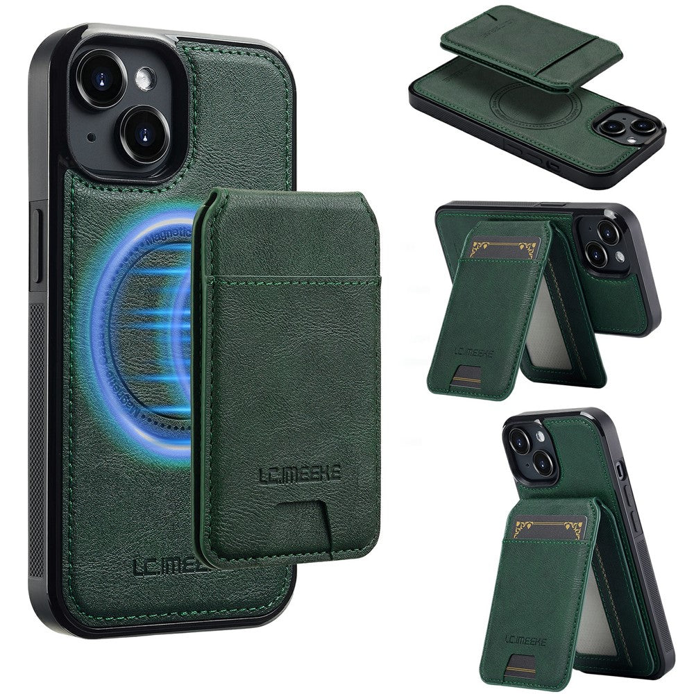 LC.IMEEKE L3 For iPhone 15 Magnetic Case Detachable Card Holder Leather+TPU Mobile Cover