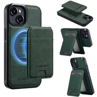 LC.IMEEKE L3 For iPhone 15 Magnetic Case Detachable Card Holder Leather+TPU Mobile Cover
