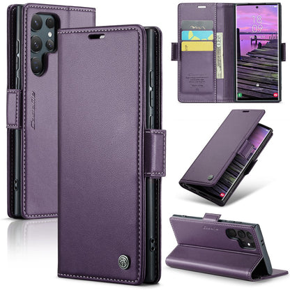 CASEME 023 For Samsung Galaxy S25 Ultra Leather Case RFID Blocking 3 Card Slot Mobile Cover