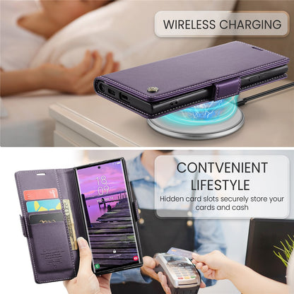 CASEME 023 For Samsung Galaxy S25 Ultra Leather Case RFID Blocking 3 Card Slot Mobile Cover
