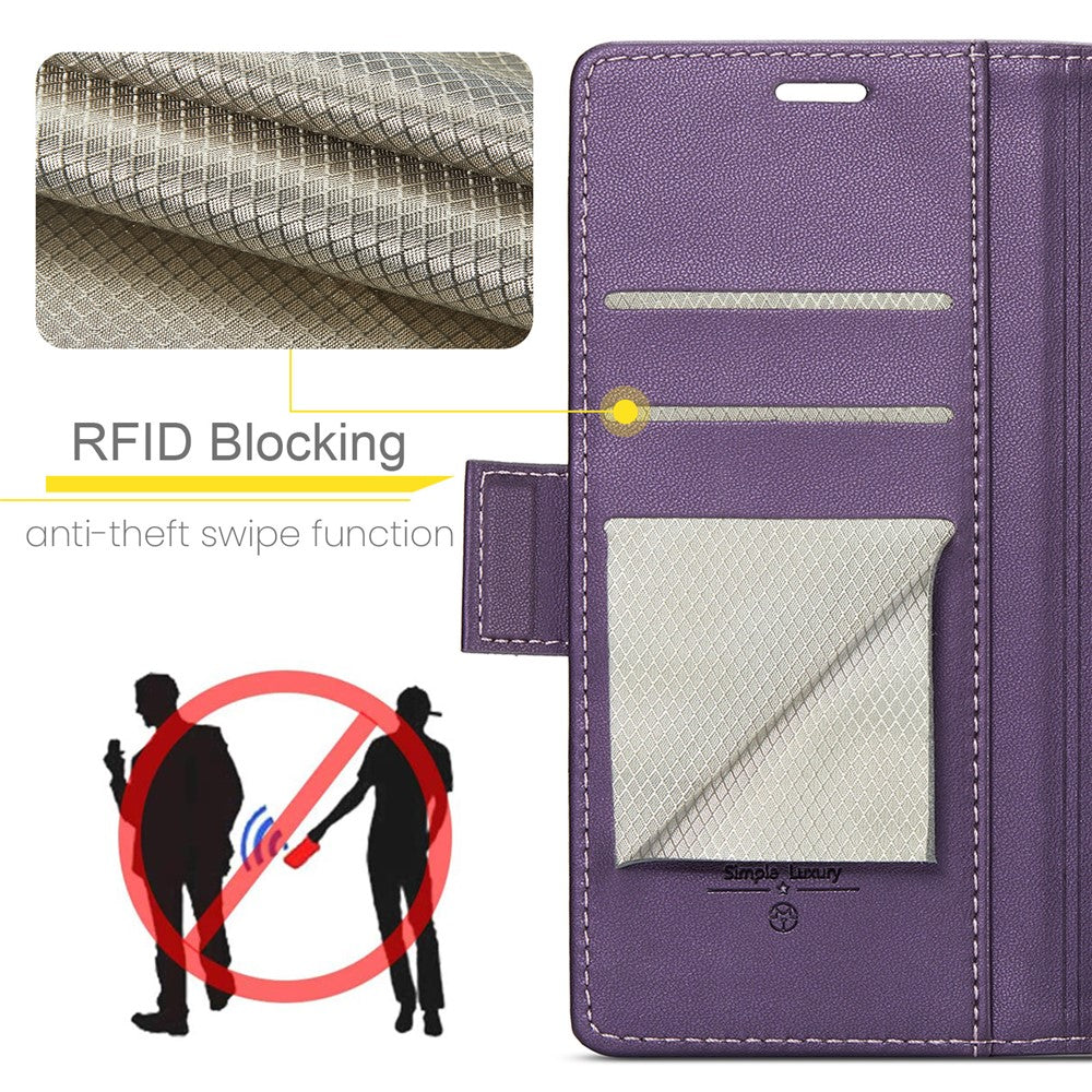 CASEME 023 For Samsung Galaxy S25 Ultra Leather Case RFID Blocking 3 Card Slot Mobile Cover