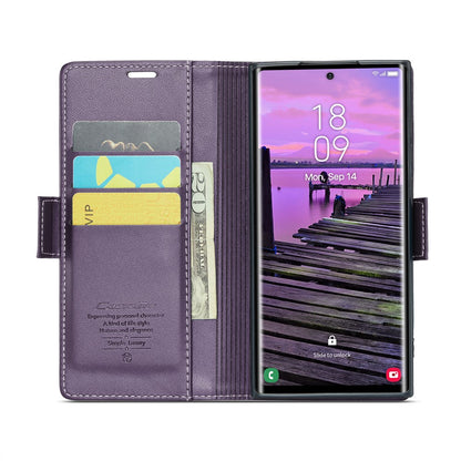 CASEME 023 For Samsung Galaxy S25 Ultra Leather Case RFID Blocking 3 Card Slot Mobile Cover