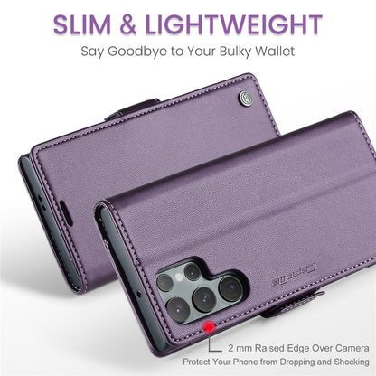 CASEME 023 For Samsung Galaxy S25 Ultra Leather Case RFID Blocking 3 Card Slot Mobile Cover