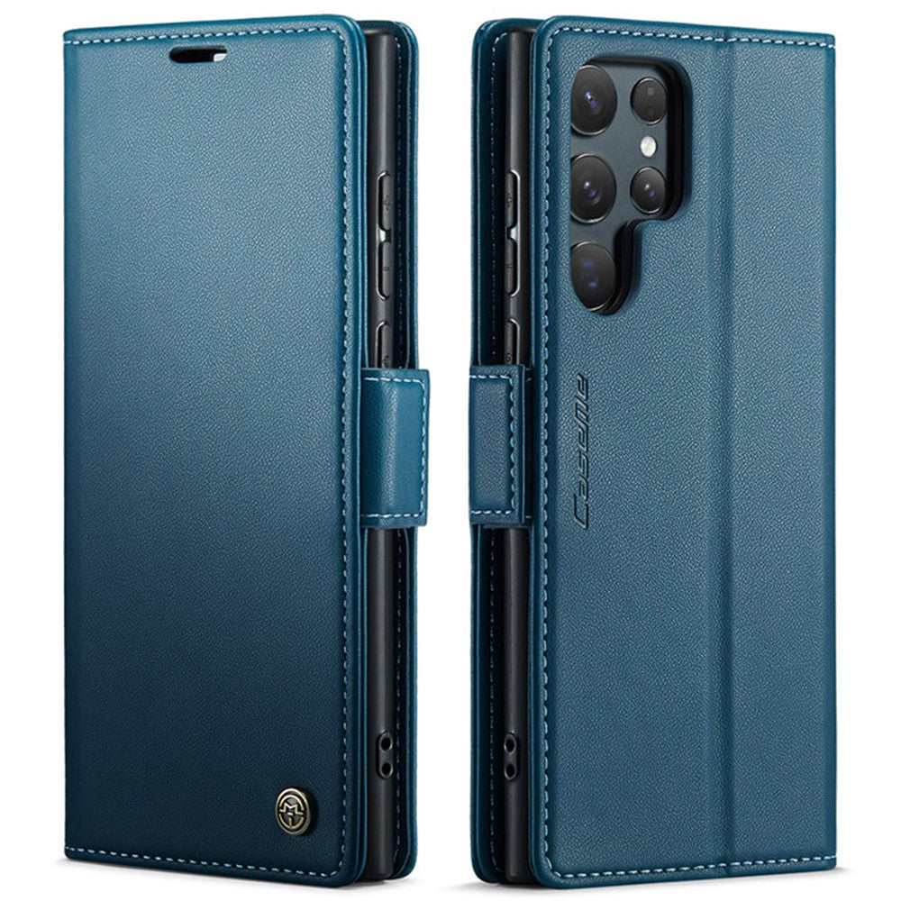 CASEME 023 For Samsung Galaxy S25 Ultra Leather Case RFID Blocking 3 Card Slot Mobile Cover