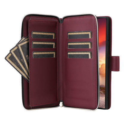 For Samsung Galaxy S25 Ultra Case Zipper Wallet Rhombus PU Leather Crossbody Phone Bag