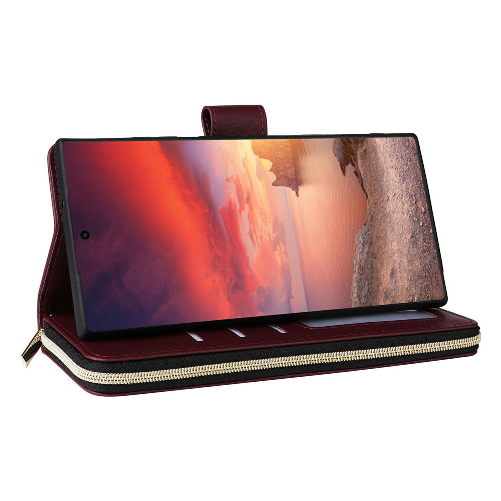 For Samsung Galaxy S25 Ultra Case Zipper Wallet Rhombus PU Leather Crossbody Phone Bag