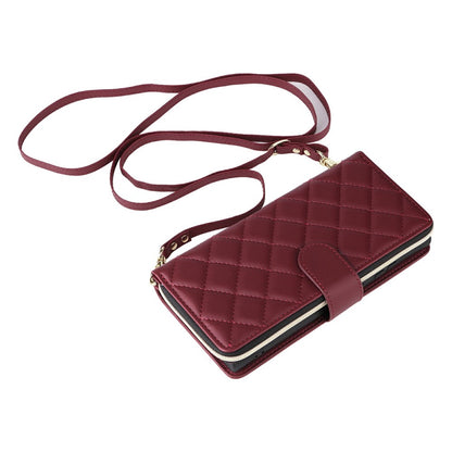 For Samsung Galaxy S25 Ultra Case Zipper Wallet Rhombus PU Leather Crossbody Phone Bag