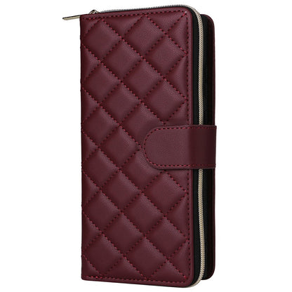 For Samsung Galaxy S25 Ultra Case Zipper Wallet Rhombus PU Leather Crossbody Phone Bag