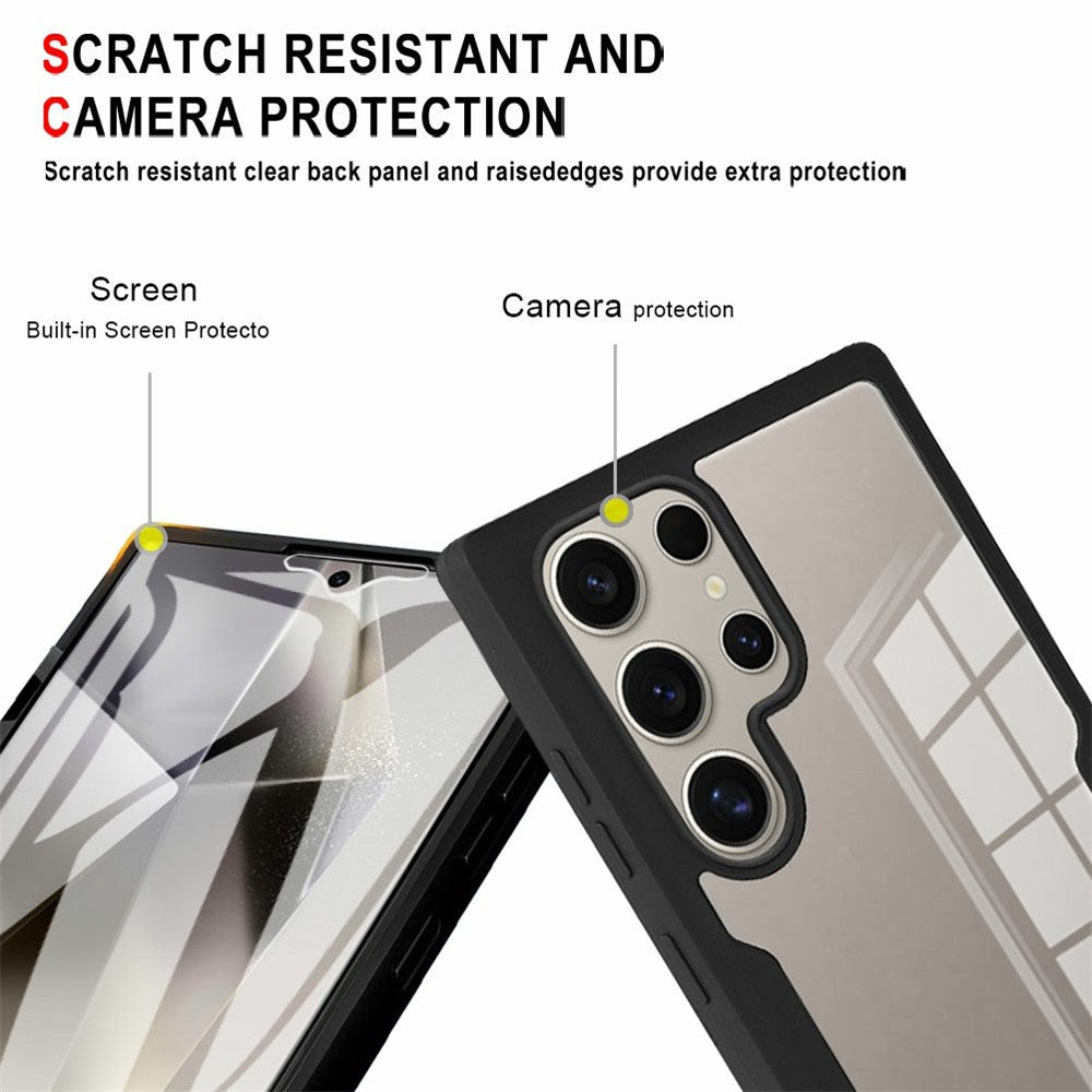 For Samsung Galaxy S25 Ultra Case Acrylic+TPU Clear Phone Cover with PET Screen Film