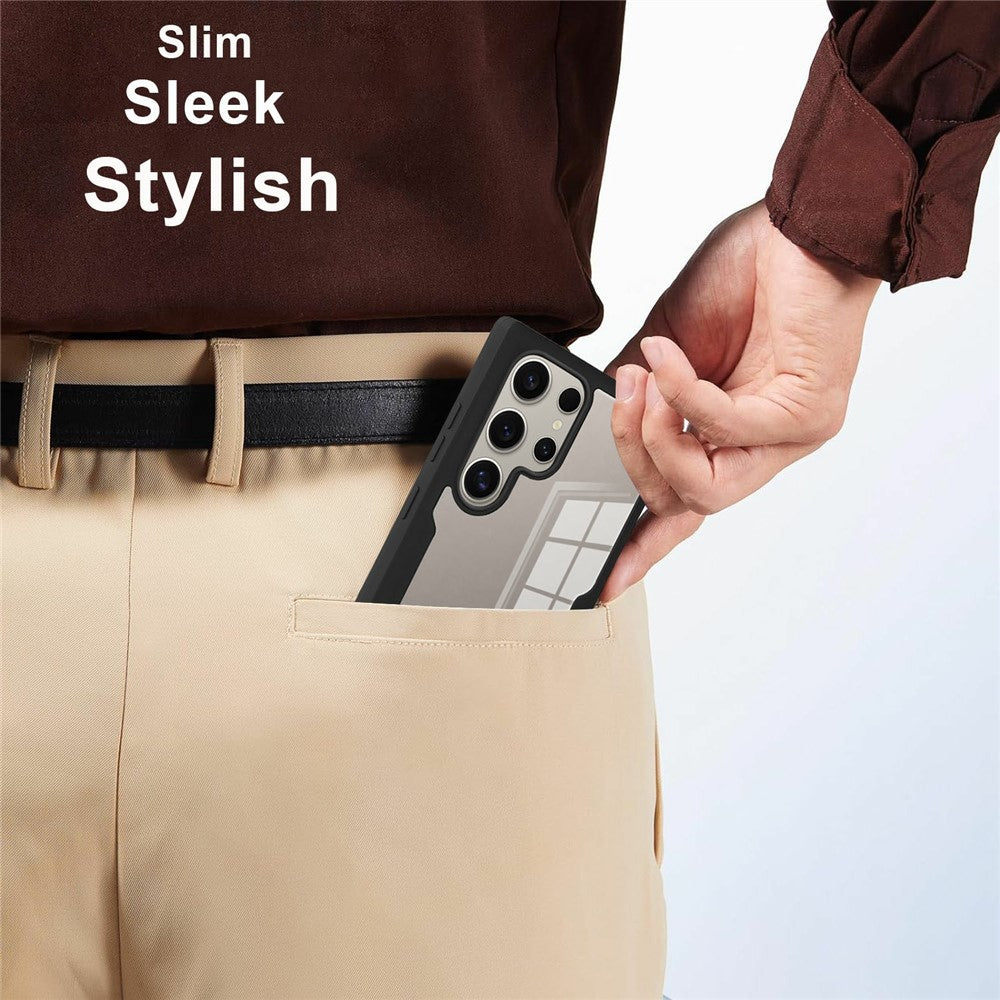 For Samsung Galaxy S25 Ultra Case Acrylic+TPU Clear Phone Cover with PET Screen Film