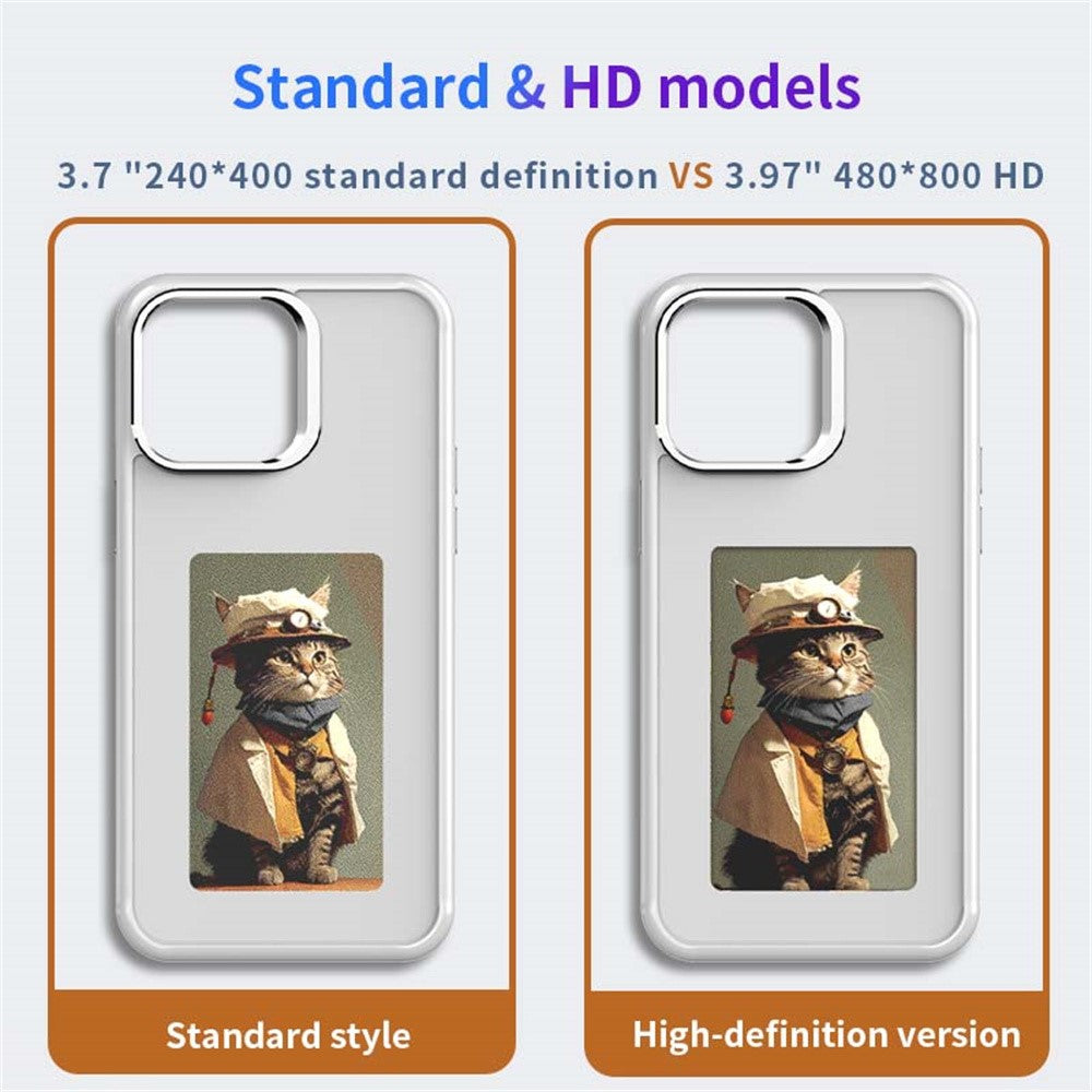 For iPhone 14 Pro Smart E-Ink Phone Case 4 Color HD 4 inch Display NFC DIY Customized Screen