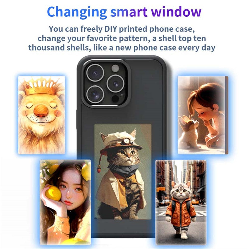 For iPhone 14 Pro Smart E-Ink Phone Case 4 Color HD 4 inch Display NFC DIY Customized Screen