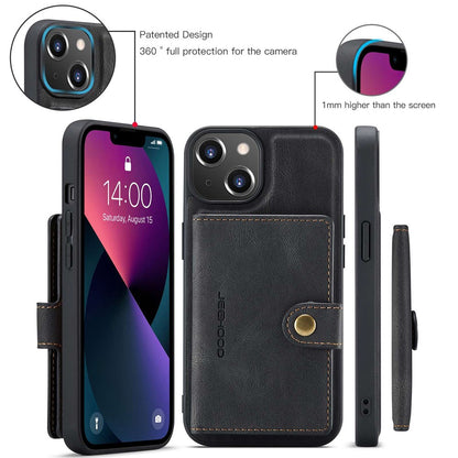 JEEHOOD For iPhone 14 Plus Wallet Phone Case Detachable 2-in-1 Leather Coated TPU Phone Case with Kickstand