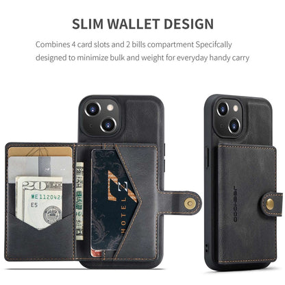 JEEHOOD For iPhone 14 Plus Wallet Phone Case Detachable 2-in-1 Leather Coated TPU Phone Case with Kickstand