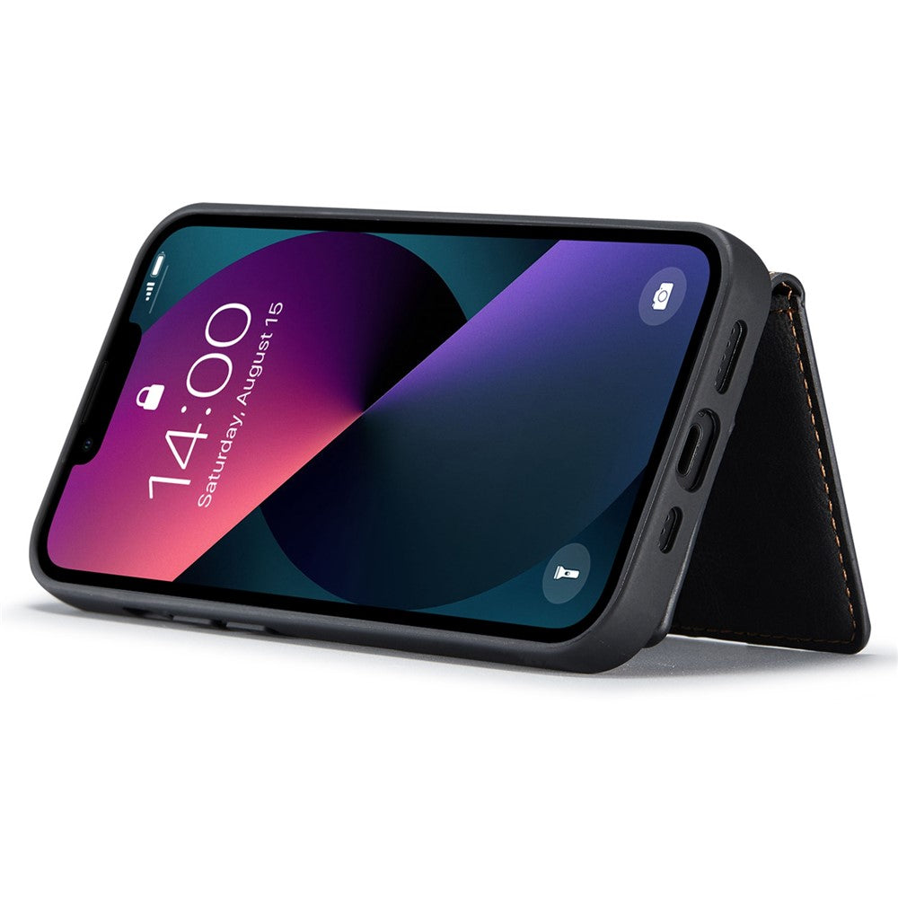 JEEHOOD For iPhone 14 Plus Wallet Phone Case Detachable 2-in-1 Leather Coated TPU Phone Case with Kickstand