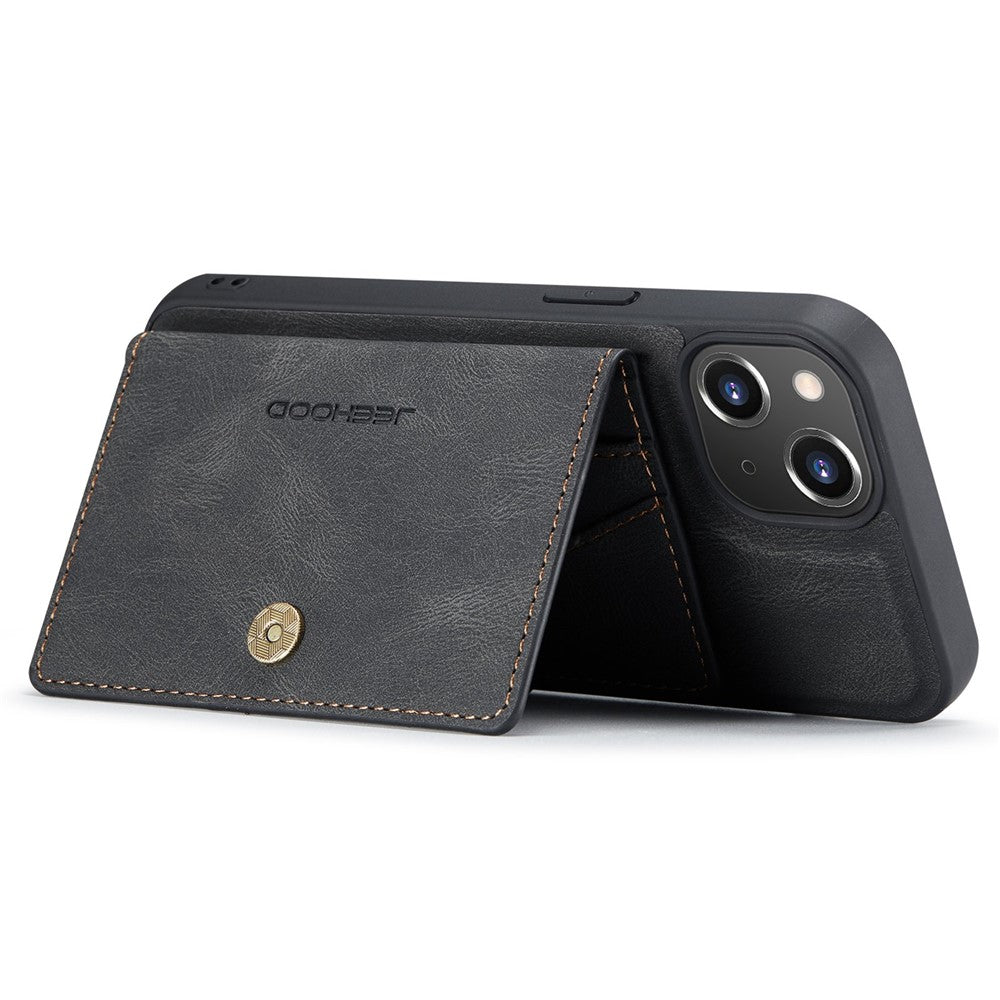 JEEHOOD For iPhone 14 Plus Wallet Phone Case Detachable 2-in-1 Leather Coated TPU Phone Case with Kickstand