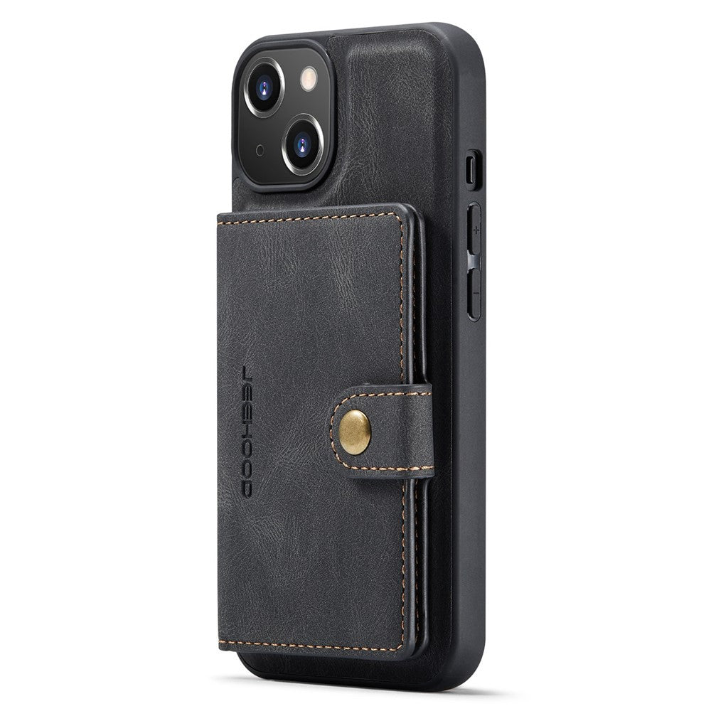 JEEHOOD For iPhone 14 Plus Wallet Phone Case Detachable 2-in-1 Leather Coated TPU Phone Case with Kickstand