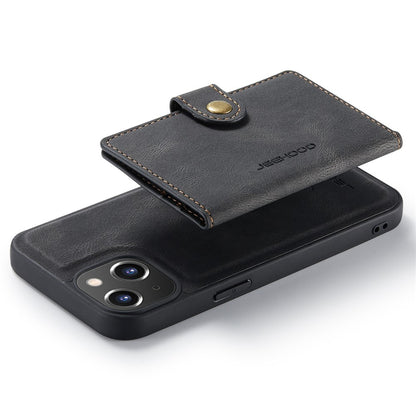 JEEHOOD For iPhone 14 Plus Wallet Phone Case Detachable 2-in-1 Leather Coated TPU Phone Case with Kickstand