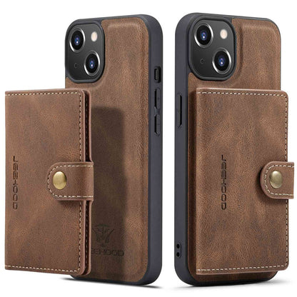 JEEHOOD For iPhone 14 Plus Wallet Phone Case Detachable 2-in-1 Leather Coated TPU Phone Case with Kickstand