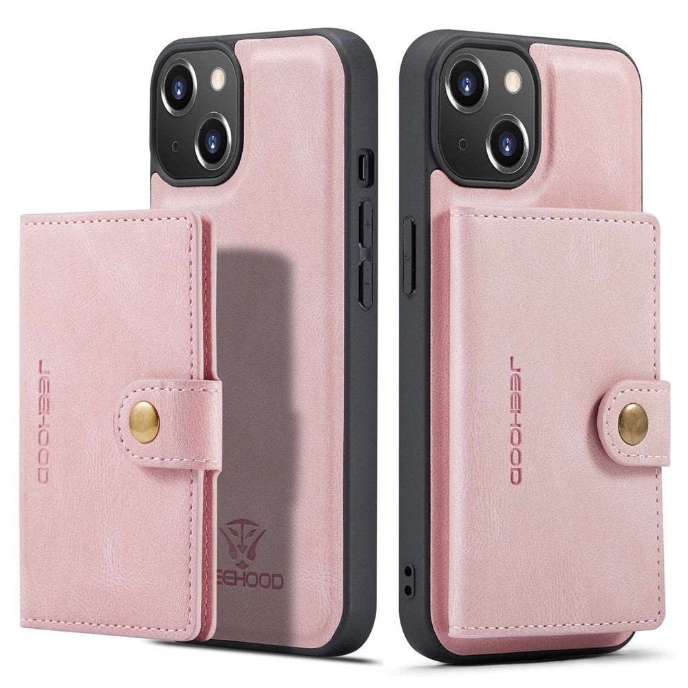 JEEHOOD For iPhone 14 Plus Wallet Phone Case Detachable 2-in-1 Leather Coated TPU Phone Case with Kickstand