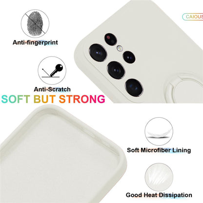 For Samsung Galaxy S25 Ultra Silicone Case with Strap Ring Kickstand Phone Cover