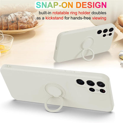 For Samsung Galaxy S25 Ultra Silicone Case with Strap Ring Kickstand Phone Cover