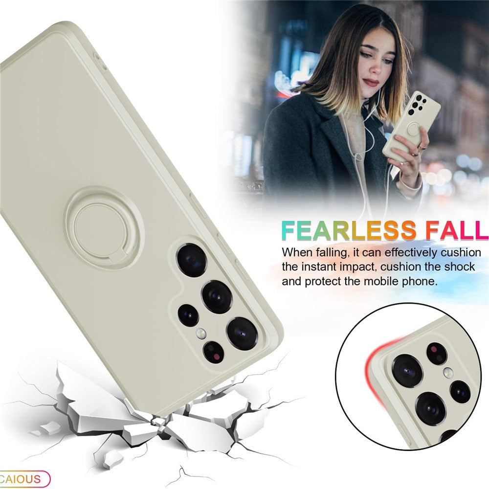 For Samsung Galaxy S25 Ultra Silicone Case with Strap Ring Kickstand Phone Cover