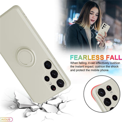 For Samsung Galaxy S25 Ultra Silicone Case with Strap Ring Kickstand Phone Cover