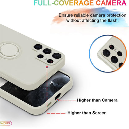 For Samsung Galaxy S25 Ultra Silicone Case with Strap Ring Kickstand Phone Cover