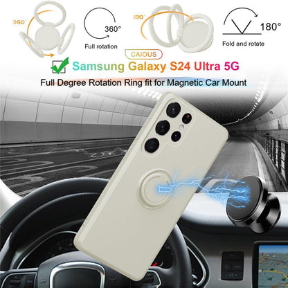 For Samsung Galaxy S25 Ultra Silicone Case with Strap Ring Kickstand Phone Cover