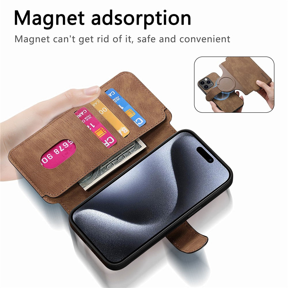 CASENEO MW-03 For iPhone 14 Pro Case with Detachable Wallet Leather+TPU Phone Cover