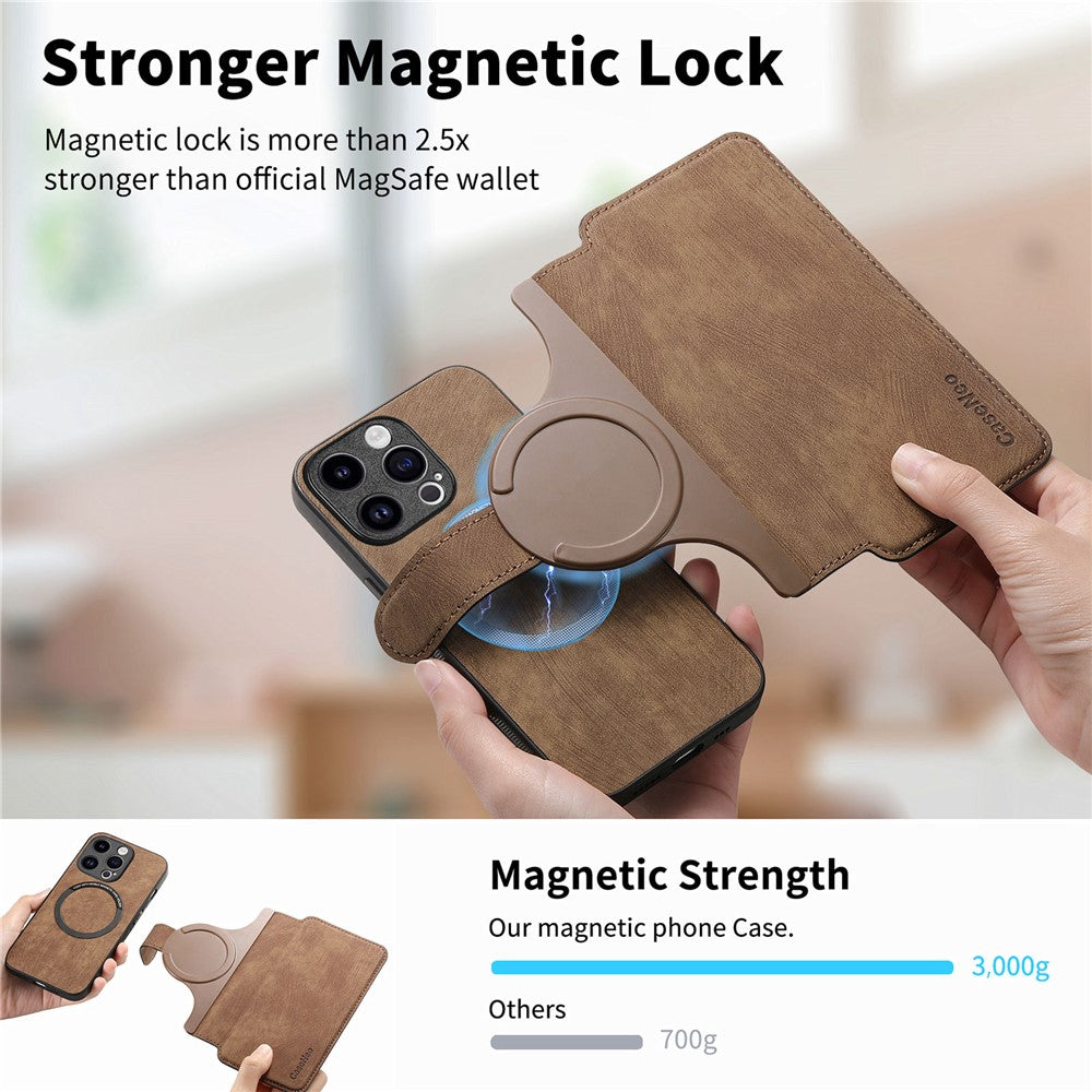 CASENEO MW-03 For iPhone 14 Pro Case with Detachable Wallet Leather+TPU Phone Cover