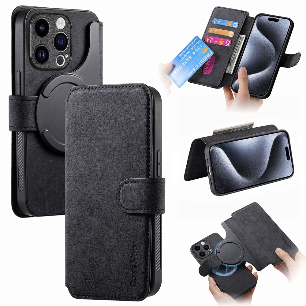 CASENEO MW-03 For iPhone 14 Pro Case with Detachable Wallet Leather+TPU Phone Cover