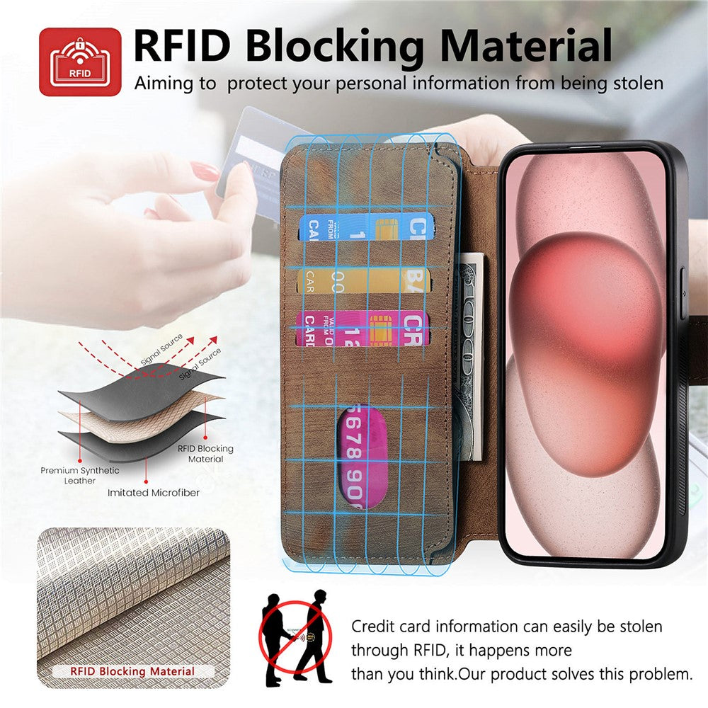 CASENEO MW-03 For iPhone 14 Plus Case with Detachable Wallet Leather+TPU Phone Cover