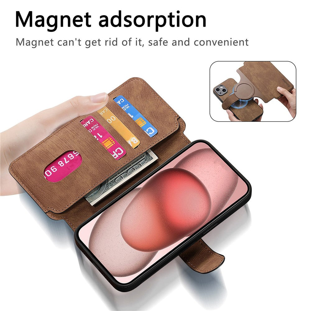 CASENEO MW-03 For iPhone 14 Plus Case with Detachable Wallet Leather+TPU Phone Cover