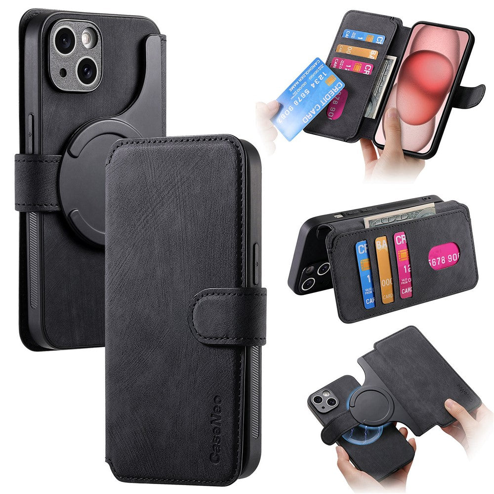 CASENEO MW-03 For iPhone 14 Plus Case with Detachable Wallet Leather+TPU Phone Cover