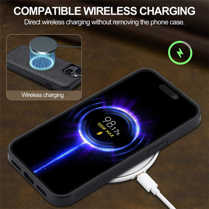 LC.IMEEKE For iPhone 14 Plus Magnetic Case Compatible with MagSafe Leather TPU Back Cover