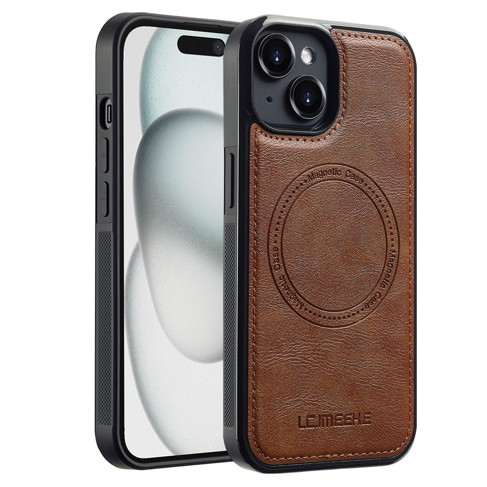 LC.IMEEKE For iPhone 14 Plus Magnetic Case Compatible with MagSafe Leather TPU Back Cover