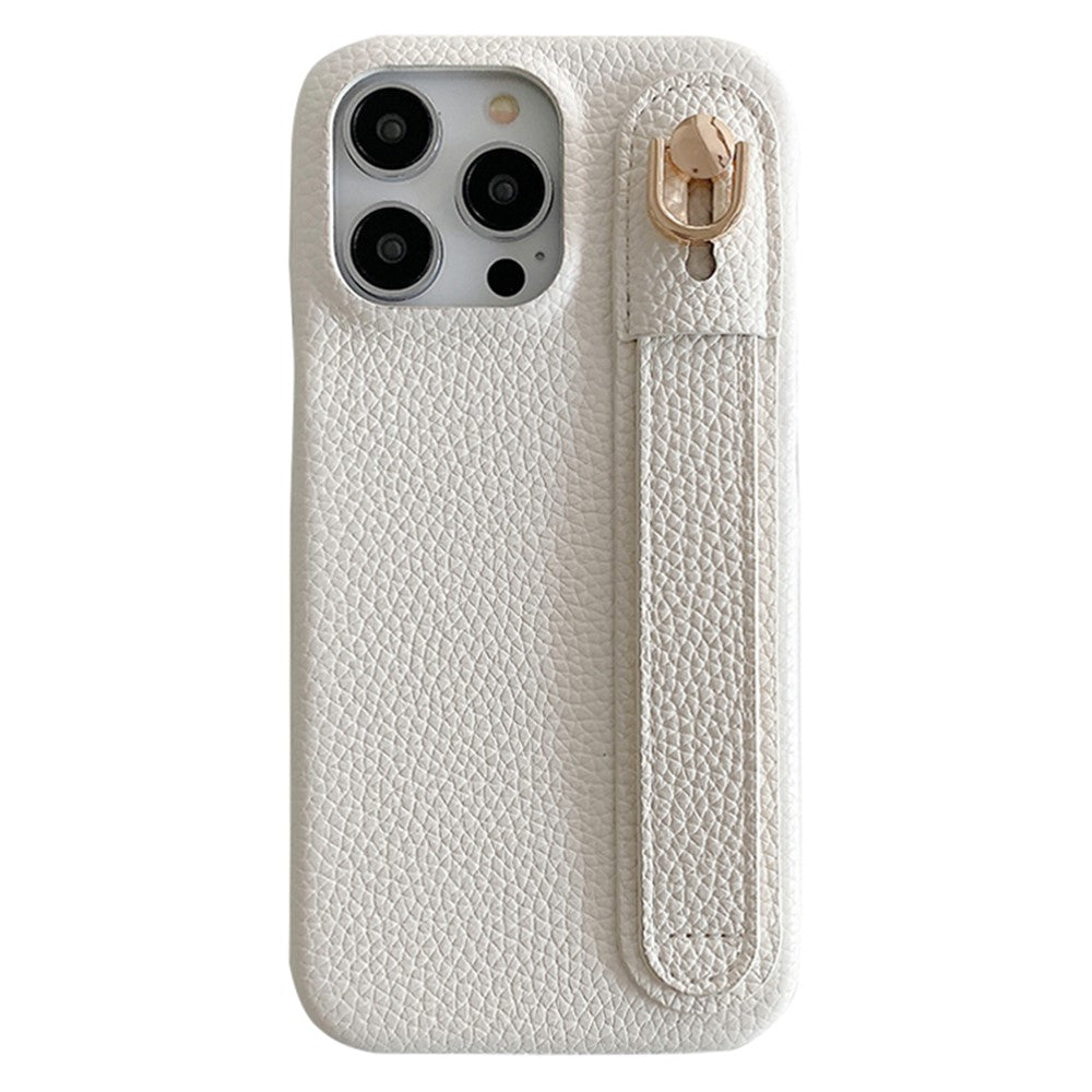 For iPhone 14 Pro Case Wristband Kickstand PU Leather + PET Phone Cover