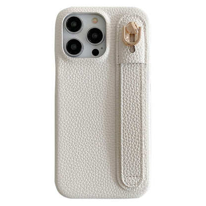 For iPhone 14 Pro Case Wristband Kickstand PU Leather + PET Phone Cover