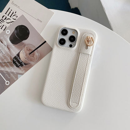 For iPhone 14 Pro Case Wristband Kickstand PU Leather + PET Phone Cover