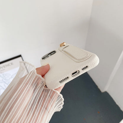 For iPhone 14 Pro Case Wristband Kickstand PU Leather + PET Phone Cover