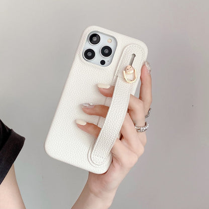 For iPhone 14 Pro Case Wristband Kickstand PU Leather + PET Phone Cover