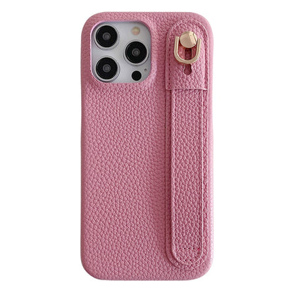For iPhone 14 Pro Case Wristband Kickstand PU Leather + PET Phone Cover