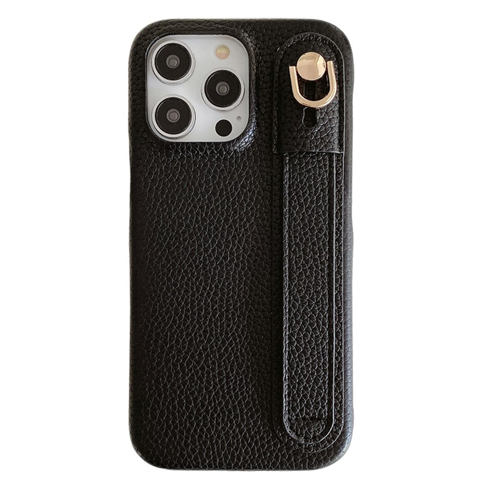 For iPhone 14 Pro Case Wristband Kickstand PU Leather + PET Phone Cover