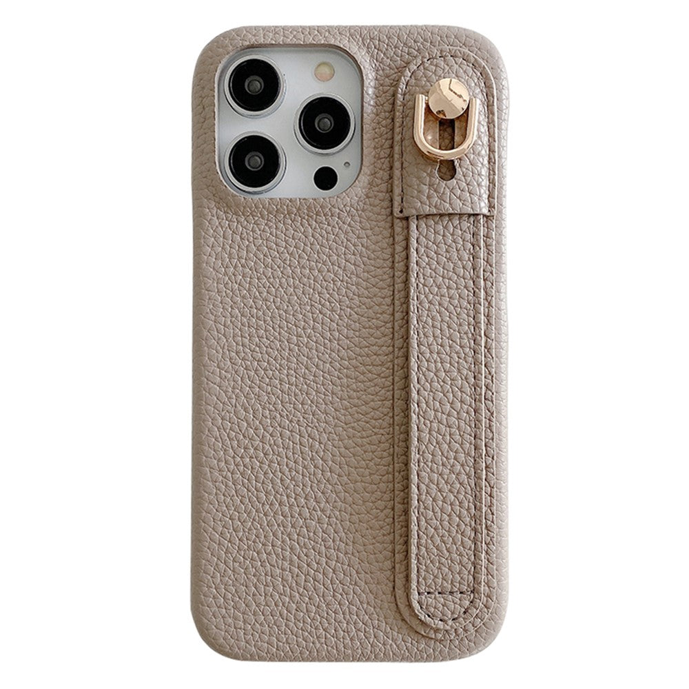 For iPhone 14 Pro Case Wristband Kickstand PU Leather + PET Phone Cover