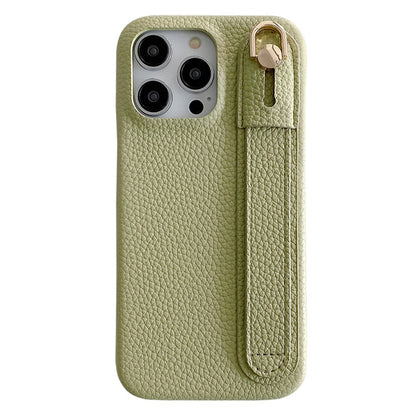 For iPhone 14 Pro Case Wristband Kickstand PU Leather + PET Phone Cover