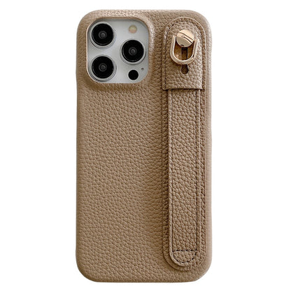 For iPhone 14 Pro Case Wristband Kickstand PU Leather + PET Phone Cover